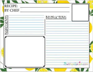 Free Printable Recipe Cards for Kids’ Cookbook Template