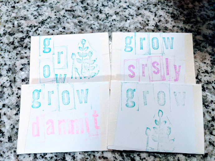 Homemade Paper Seed Envelopes - Grow SRSLY and Grow Dammit and Grow with Plant Stamps