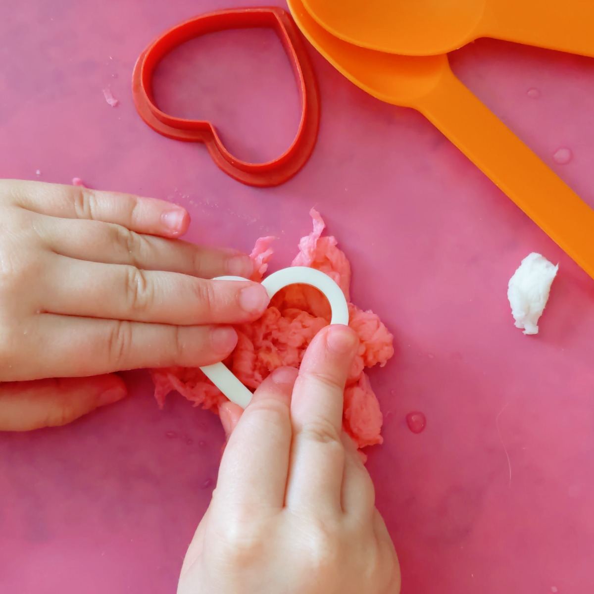 Making heart seed paper with cookie cutters