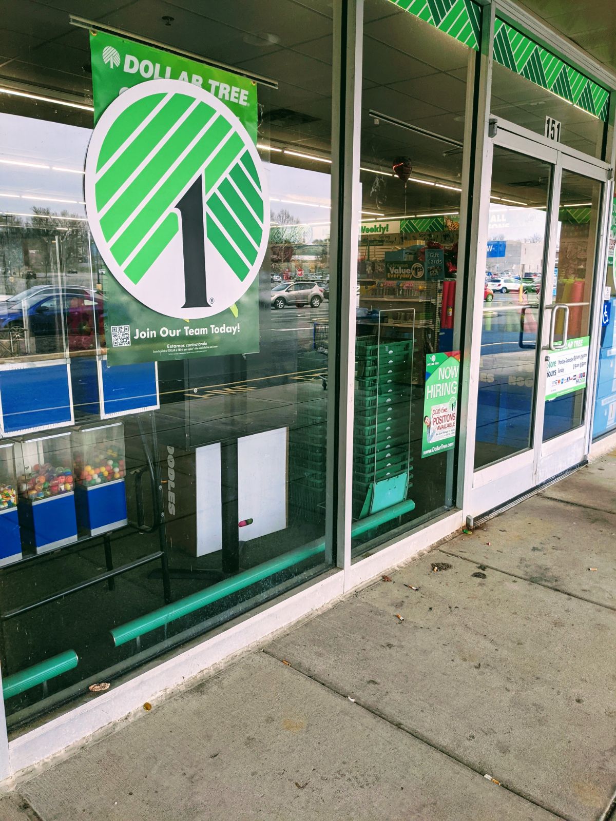 Dollar Tree storefront and sidewalk