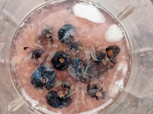 Homemade Fresh Blueberry Lemonade in a Rocks Glass - Pink and Blue