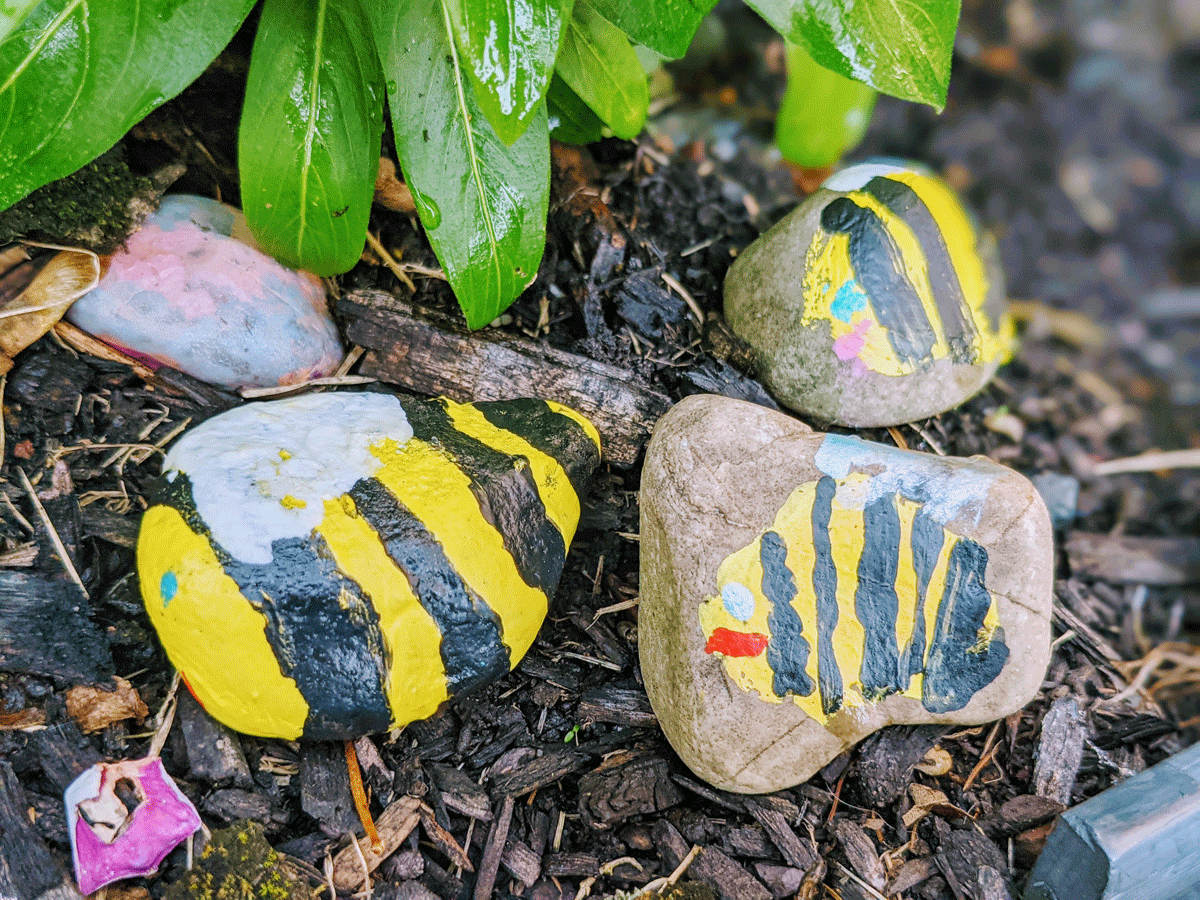 Bumble Bee Art Preschool - Painted Rocks for the Garden