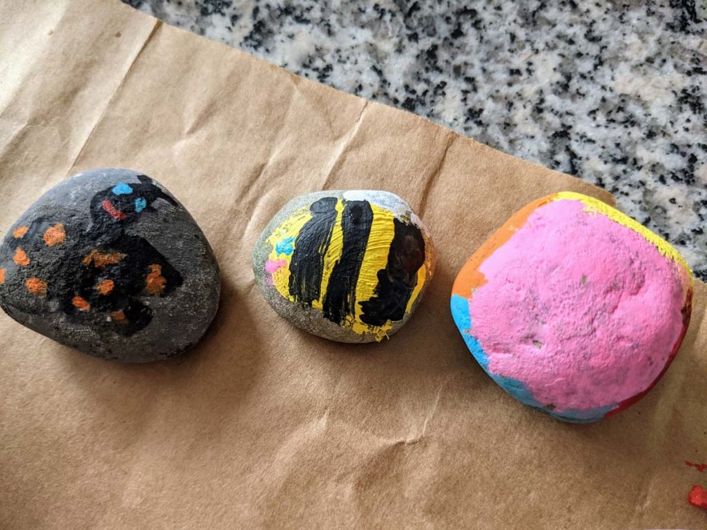 Butterfly and Bee Painted Rocks