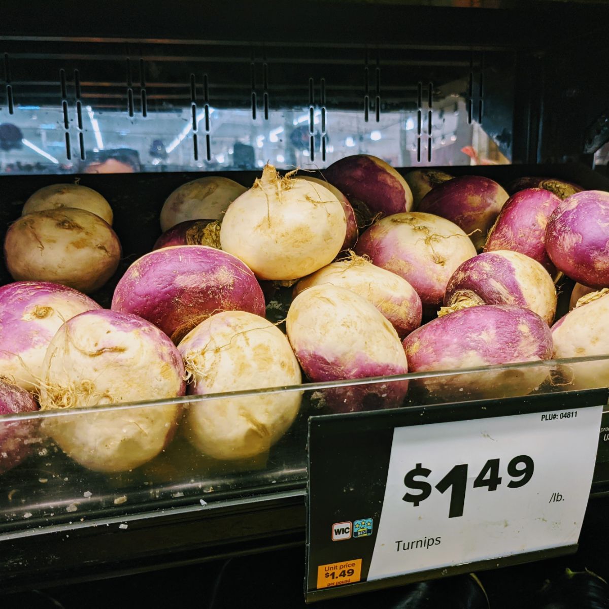 Turnips for sale at the grocery store