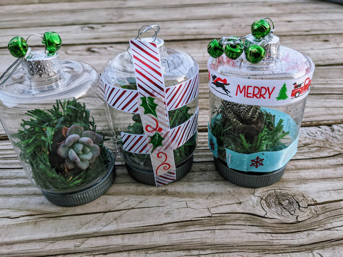 Trio of DIY Succulent Dollar Tree Planter Ornaments