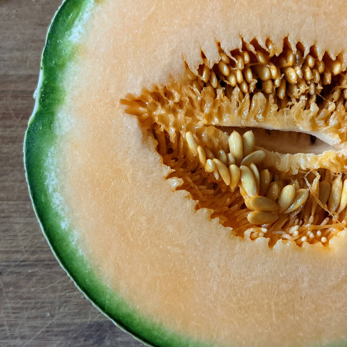 Cantaloupe Sliced open in half to reveal seeds - Cantaloupe Companion Plants