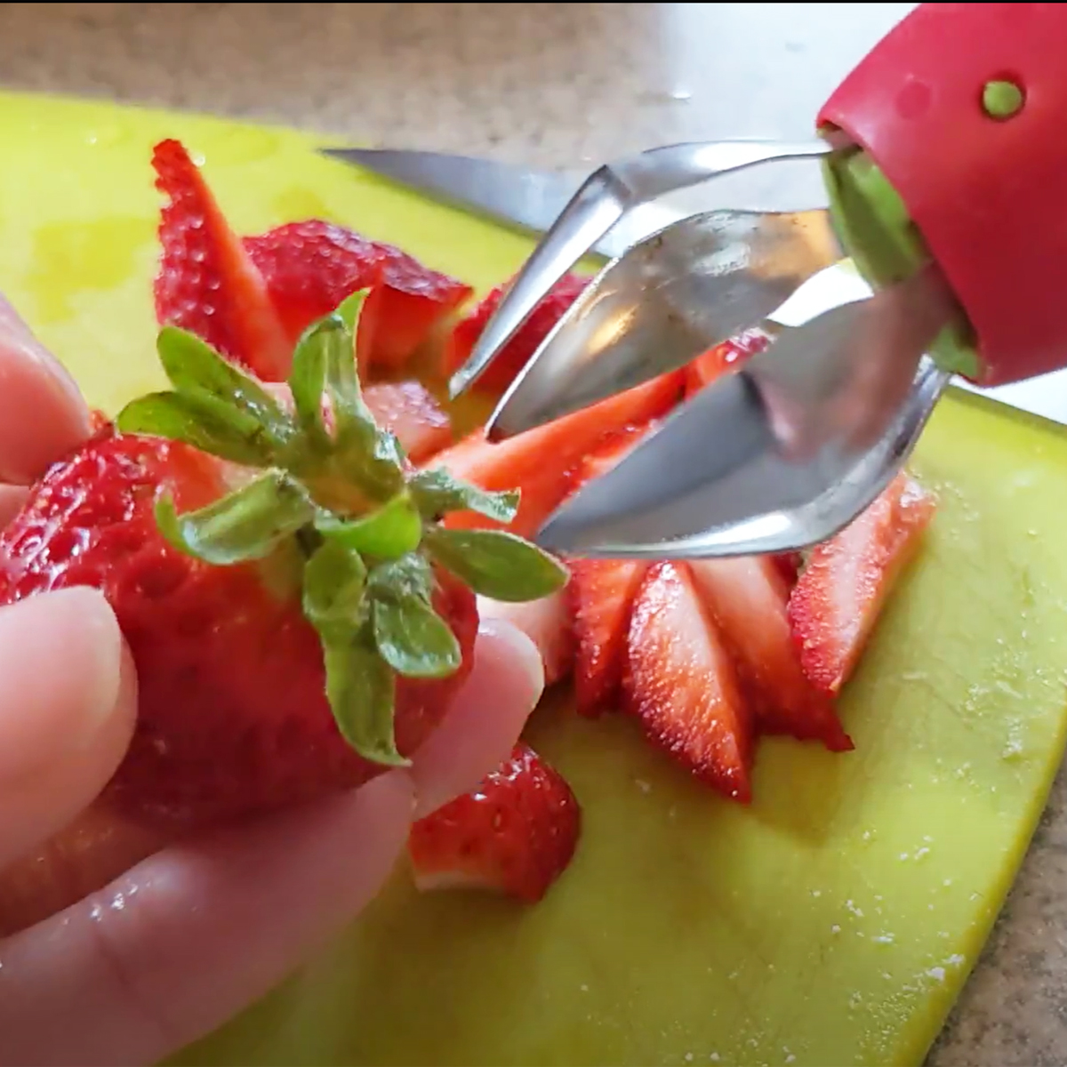 Using a Strawberry Huller