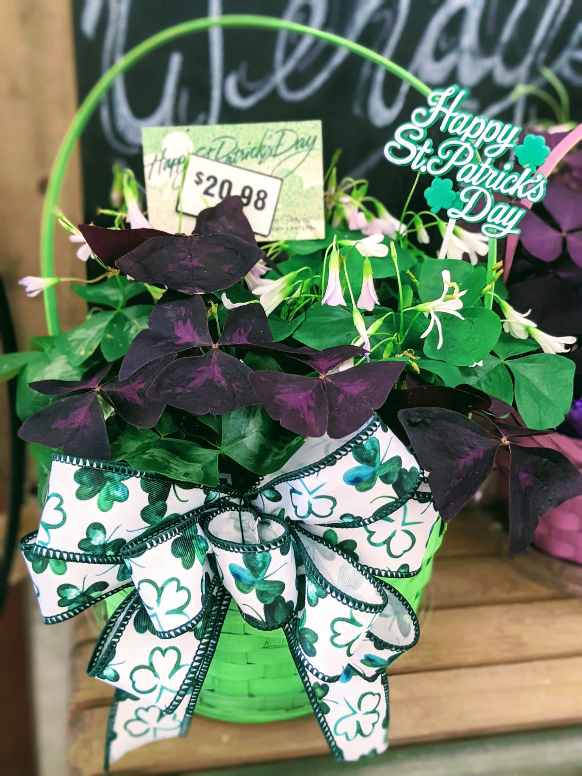 St. Patrick's Day flower arrangement at Wendy's Flowers in Gilbertsville