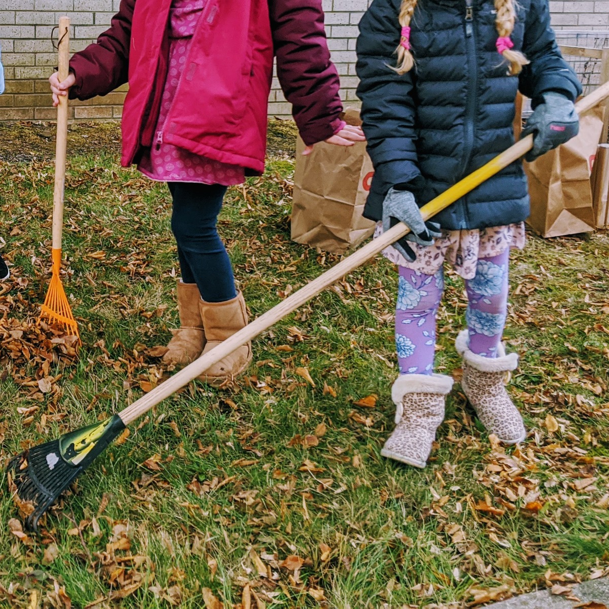 School Gardening Club Activities - Kids with Rakes for Fall Gardening