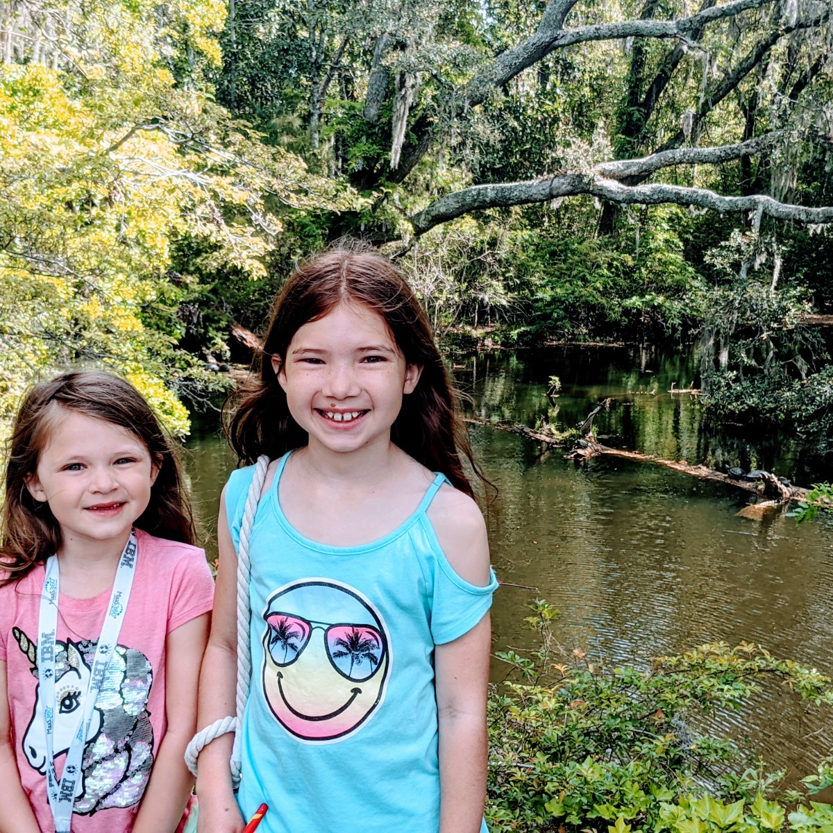 Iconic Turtles on a Log at Airlie Gardens - great photo op for our daughters!