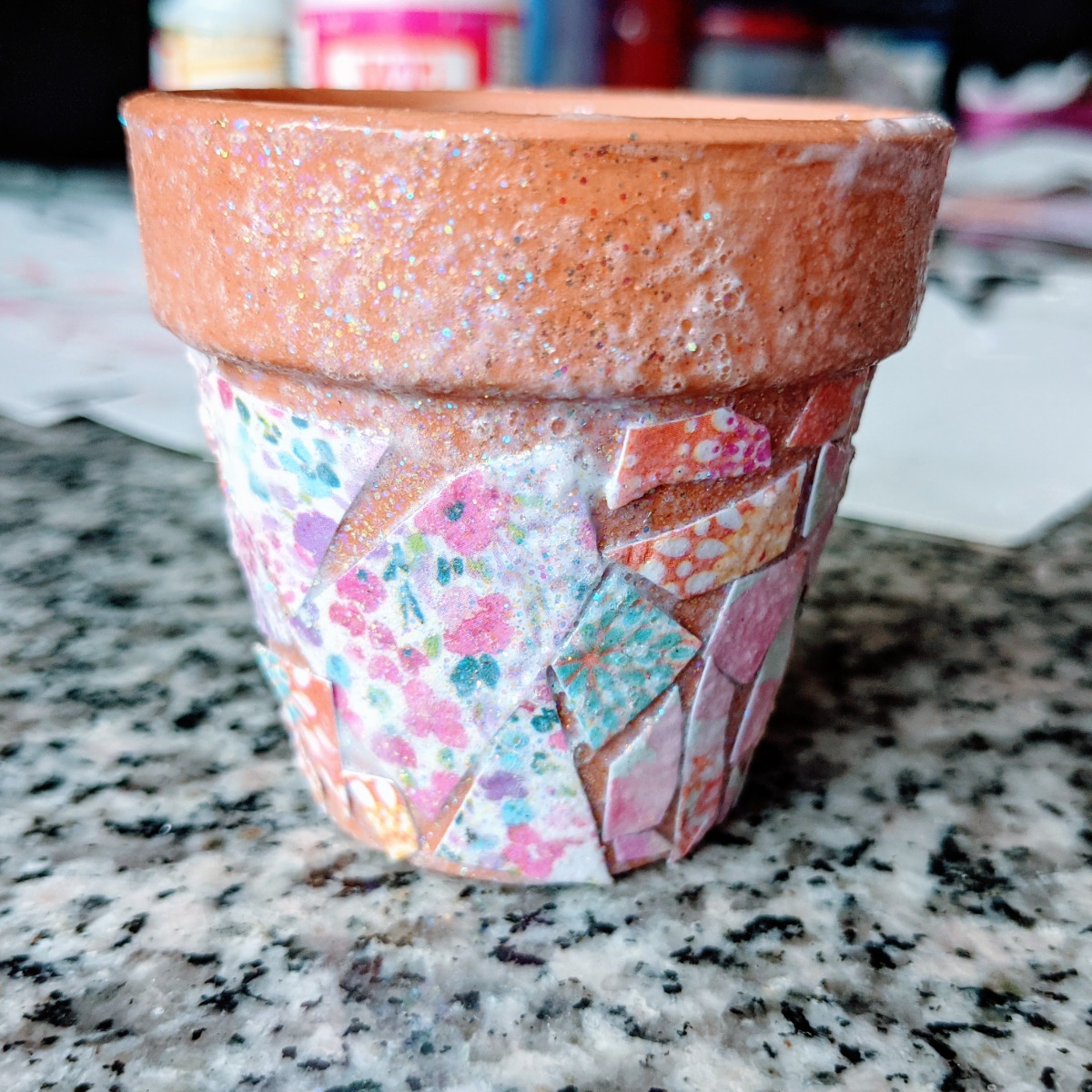Pretty Mod Podge Use - Decoupage Mosaic Flower Pot