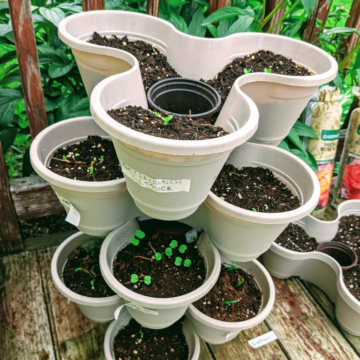 Dollar Tree Stackable Planters in tan / ecru color