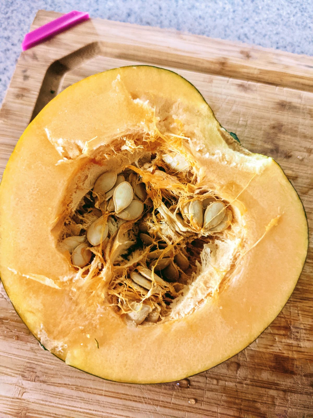 Inside of an acorn squash