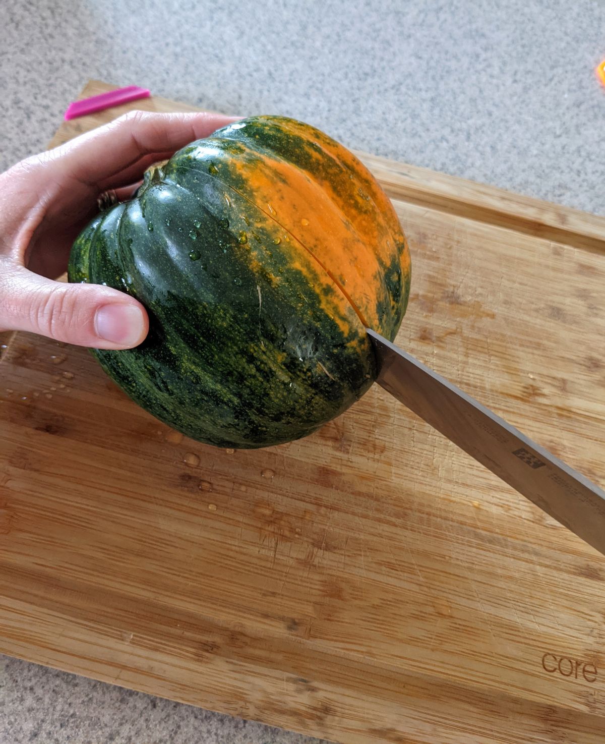 Shallow cut squash for seed saving