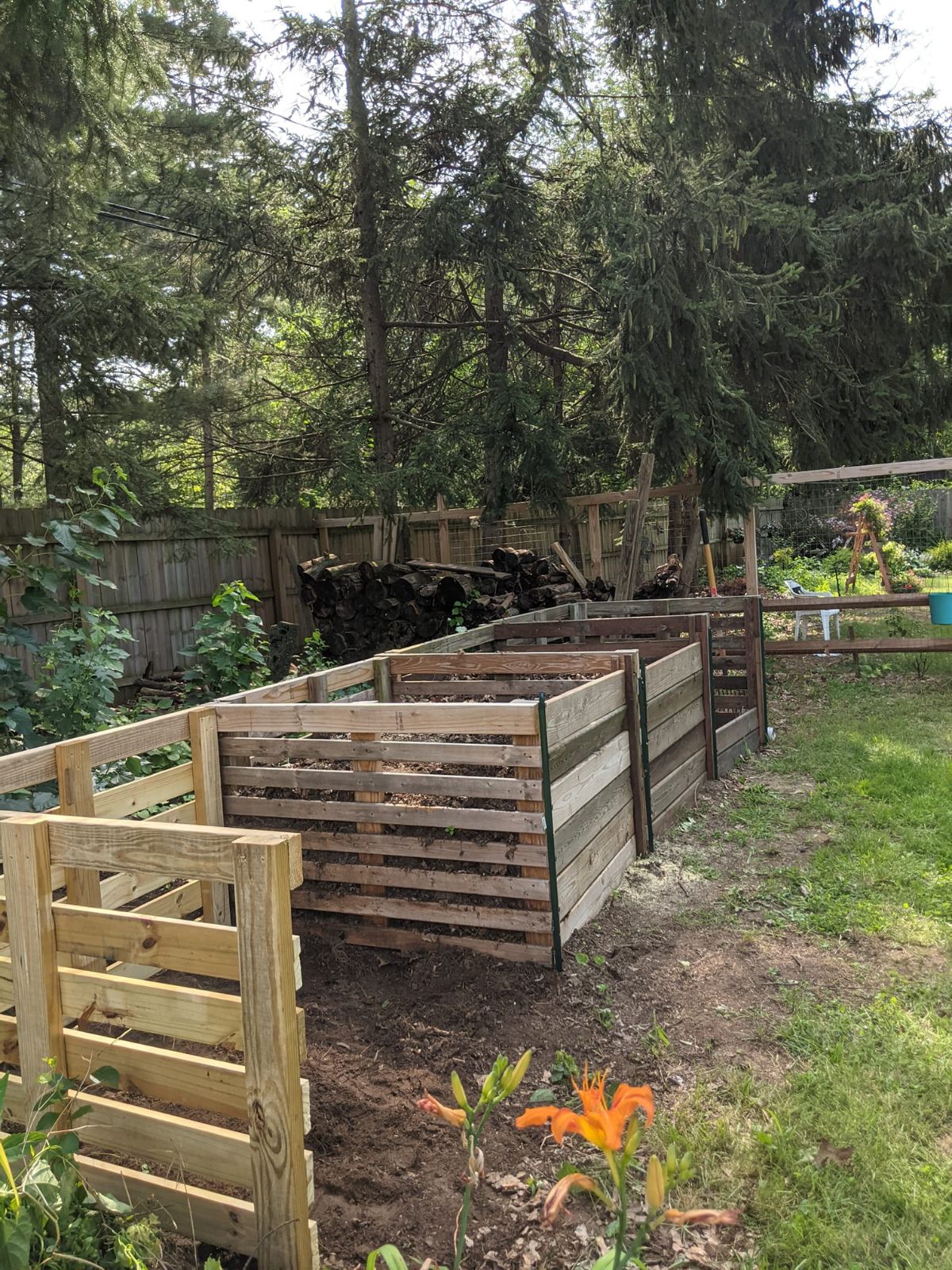 Compost bins made from wood, Photo courtesy of Cheryl Spieldenner