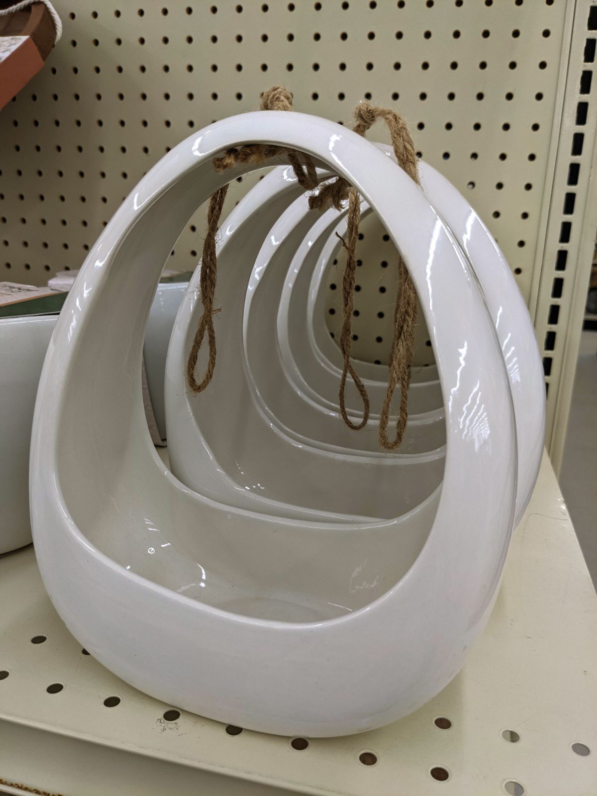 Ceramic white hanging planter at Big Lots